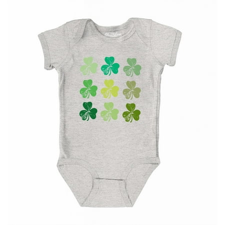

Shop4Ever Shamrock Green Clovers St. Patrick s Day Baby s Bodysuit Infant Cotton Romper 6 Months Heather Grey
