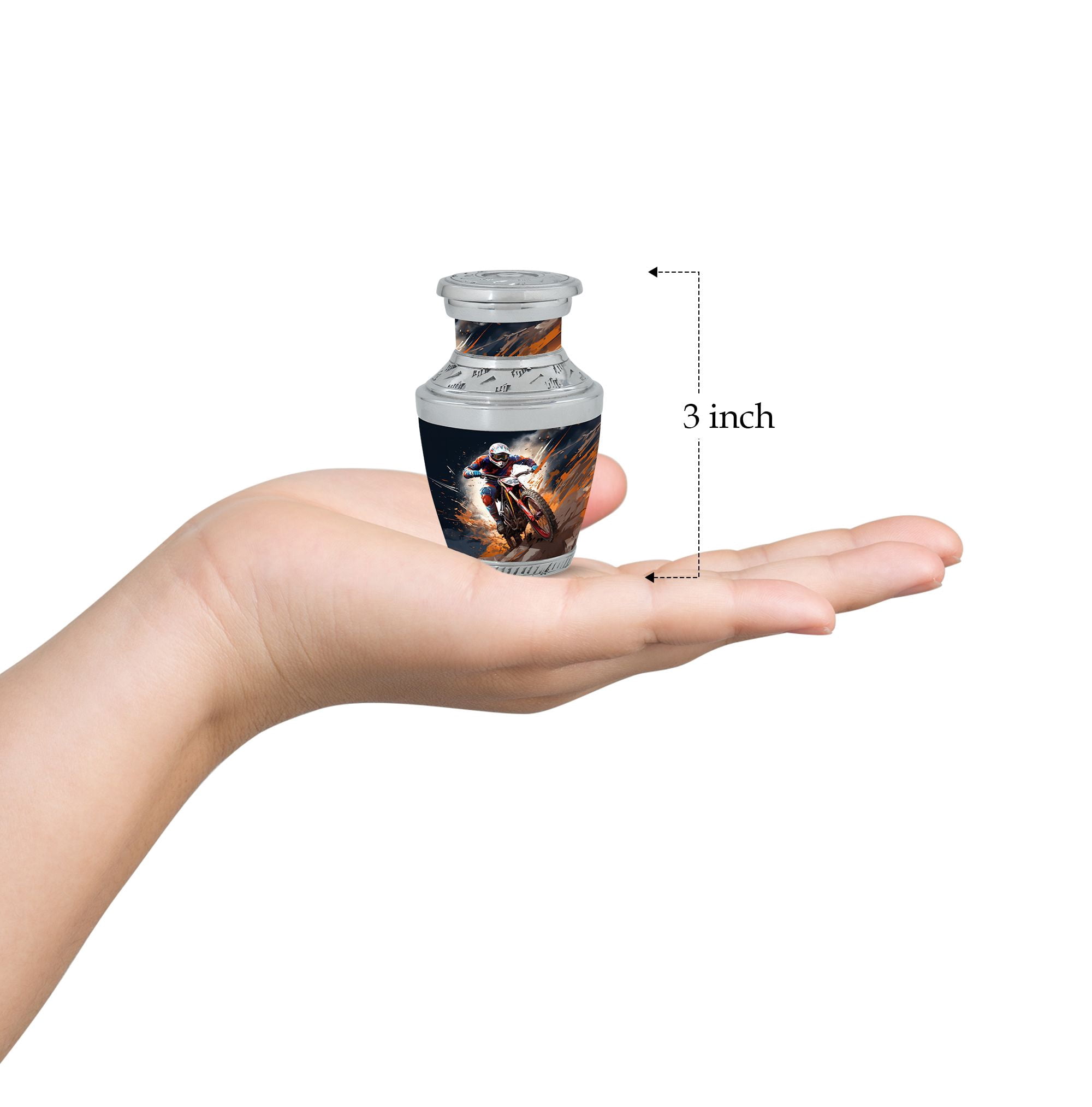 Dirt Bike Charge Small Keepsake Urn for Precious Memories - Unique Mini Memorial for Adults Funeral Urns For Human Ashes - Memorial Urns 3 Inch, 1 Pc
