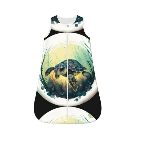 

Fotbe Watercolor Turtle3 Pattern Sleep Sack - Baby Wearable Blanket with Zipper Extra Soft Cotton Sleeveless Sleeping Bag for Infants-Medium