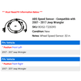 thumbnail image 2 of ABS Speed Sensor - Compatible with 2007 - 2017 Jeep Wrangler 2008 2009 2010 2011 2012 2013 2014 2015 2016, 2 of 2
