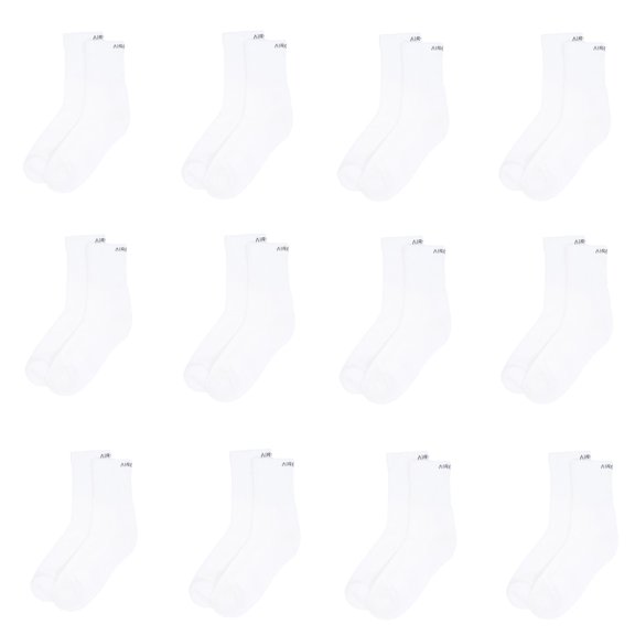 Air Garb White Crew Length Cushioned Cotton Socks for Men and Women Free Size - Pack of 12
