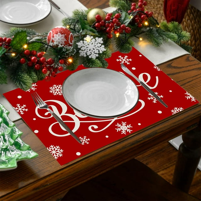 Amzcrzy Place Mats Cotton and Linen Placemats Christmas Table Decorations Insulation Mats Kitchen and Dining Room Waterproofs Mats Christmas Decorations Halloween Decorations Fall Decor Home Decor
