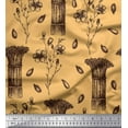 thumbnail image 1 of Soimoi Orange Poly Georgette Fabric Seeds,Herbs & Flower Floral Printed Fabric 1 Yard 52 Inch Wide, 1 of 1