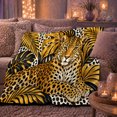thumbnail image 6 of Dramatic Safari Leopard Jungle Wildlife, Dramatic Botanical Scene, Warm Flannel Blanket for Cabin and Lodge, Wildlife Lovers Housewarming Gift, Botanical Home Decor, 6 of 9