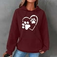 thumbnail image 2 of Fashion Waffle Long Sleeve Hoodies for Women Plus Size Cute Graphic Print Casual Pullover Sweatshirt Fall Winter Tops(Wine,L), 2 of 5