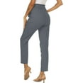 thumbnail image 4 of Mrat Leather Pants for Women Plus Size Casual Solid Military Pants Leather Pants Elastic Waist Pocket Loose Pants Gray_A M, 4 of 8