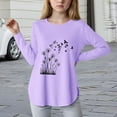 thumbnail image 2 of Povozer Girls T Shirts Fashion Girls Casual Long Sleeve T Shirts Kids Crewneck Tops Fashion Tees for 5-6 Years,Purple, 2 of 4