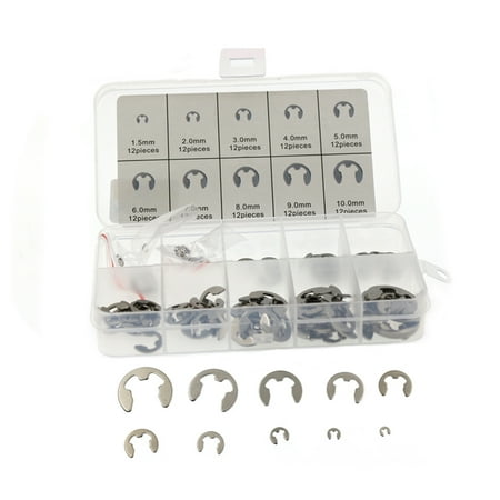 

120Pcs 304 Stainless Steel E-Clip Assortment Kit M1.5-10 Circlip External Retaining Rings Set