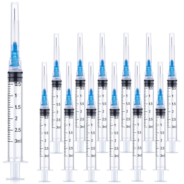 Jeringa Sirulken de 3 ml, 23G, paquete de 25, herramientas de laboratorio