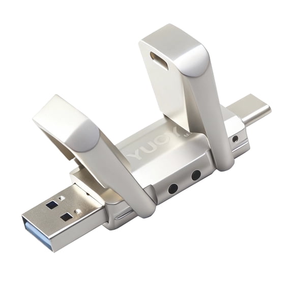 YUOY 256GB Flash Drive, USB C & USB A 3.0 Dual Connectors, 100MB/s Transfer, 1 Pack Thumb Drive Compatible with iPhone 15, 16, 17 Series/Android Phone/PC/Mac/Car Audio