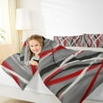 thumbnail image 4 of Homewish Modern Geometric Stripe Bedding Comforter Set.Abstract Waves Lines Twin Comforter Sets,Red Gray White Bedding Set For Boys Kids,Microfiber Bedroom Decor Reversible,2 Pieces, 4 of 8