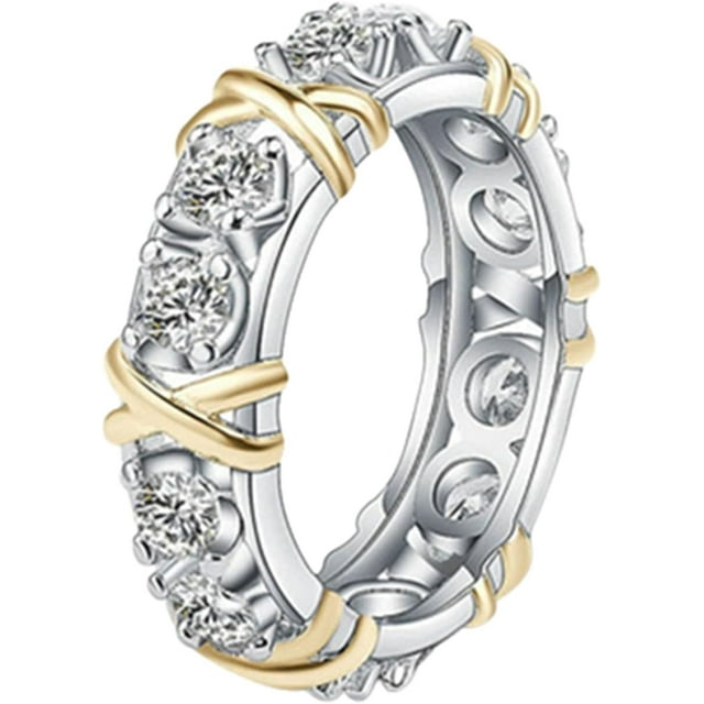 AKYUSGFL Fashion Rings for Women Synthetic Diamond Studded Zirconia Inlaid Rings Wedding Engagement Rings Jewelry Accessory Gifts