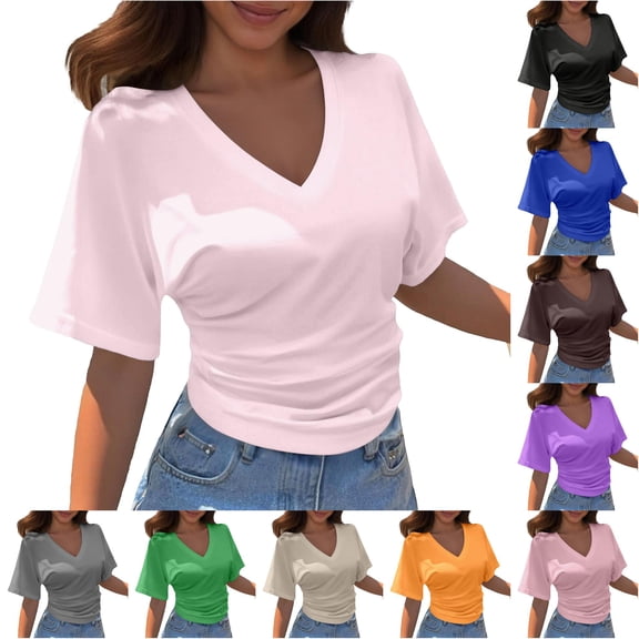 Korean Style Design Short Sleeve T Shirt Casual Loose Fit Pure Basic Top Summer Arrival Women's Tee Shirts for Women Casual