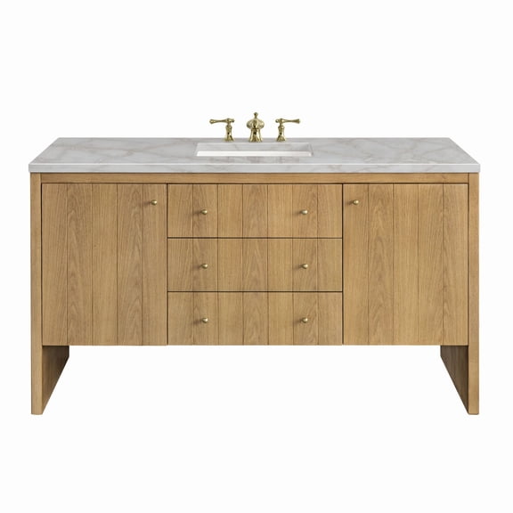 James Martin Vanities 435-V60s-3Vsl Hudson 60" Free Standing Single Basin Poplar Wood