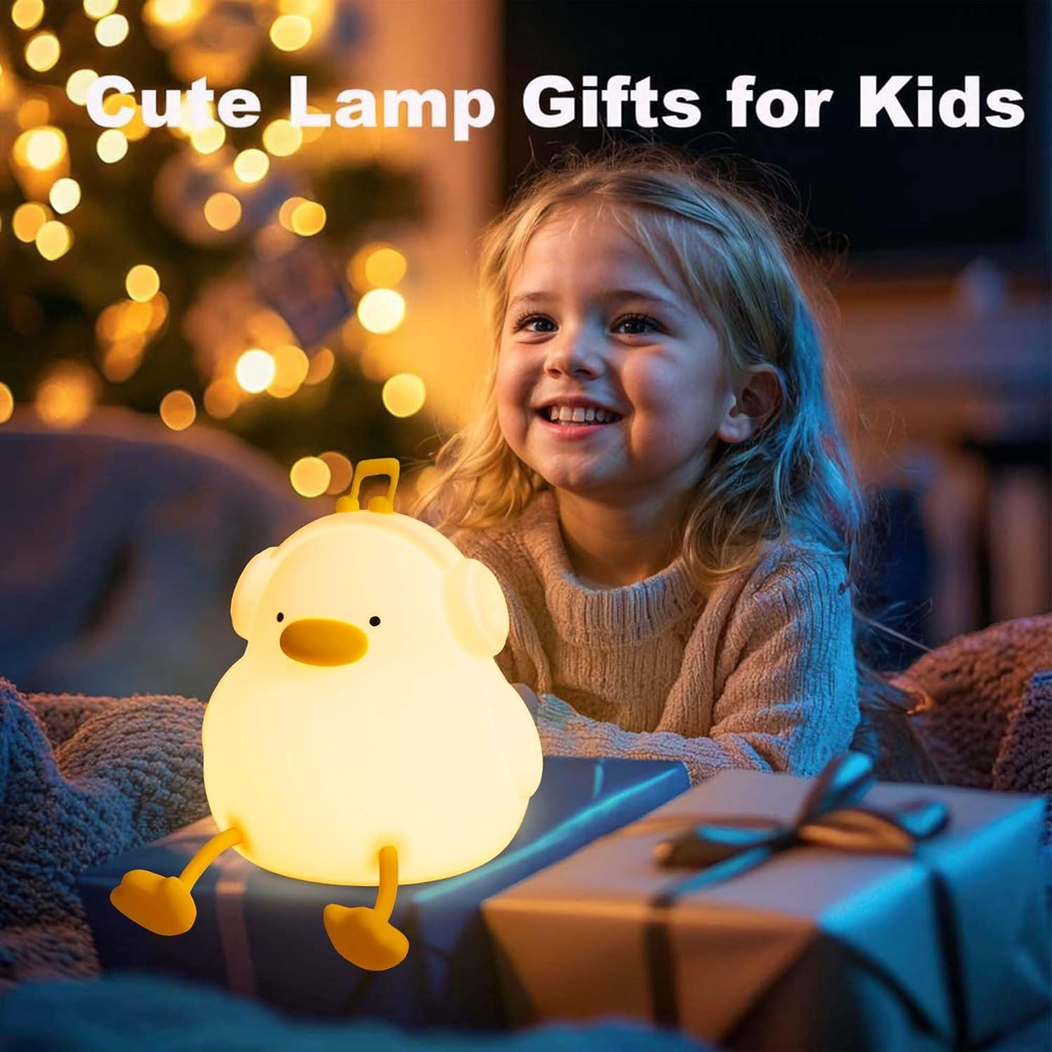 CATPAN Duck Night Light, Squishy Silicone Nightlight for Baby Nursery with 30 Minutes Timer, Cute Duck Lamp Rechargeable Bedside Lamp with Touch Control for Kids Boys Girls Bedrooms, Living Room