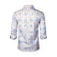 thumbnail image 4 of Mens Hawaiian Shirts Long Sleeve Ocean Wave Print Button Down Shirts Tropical Vacation Beach Shirts, 4 of 4