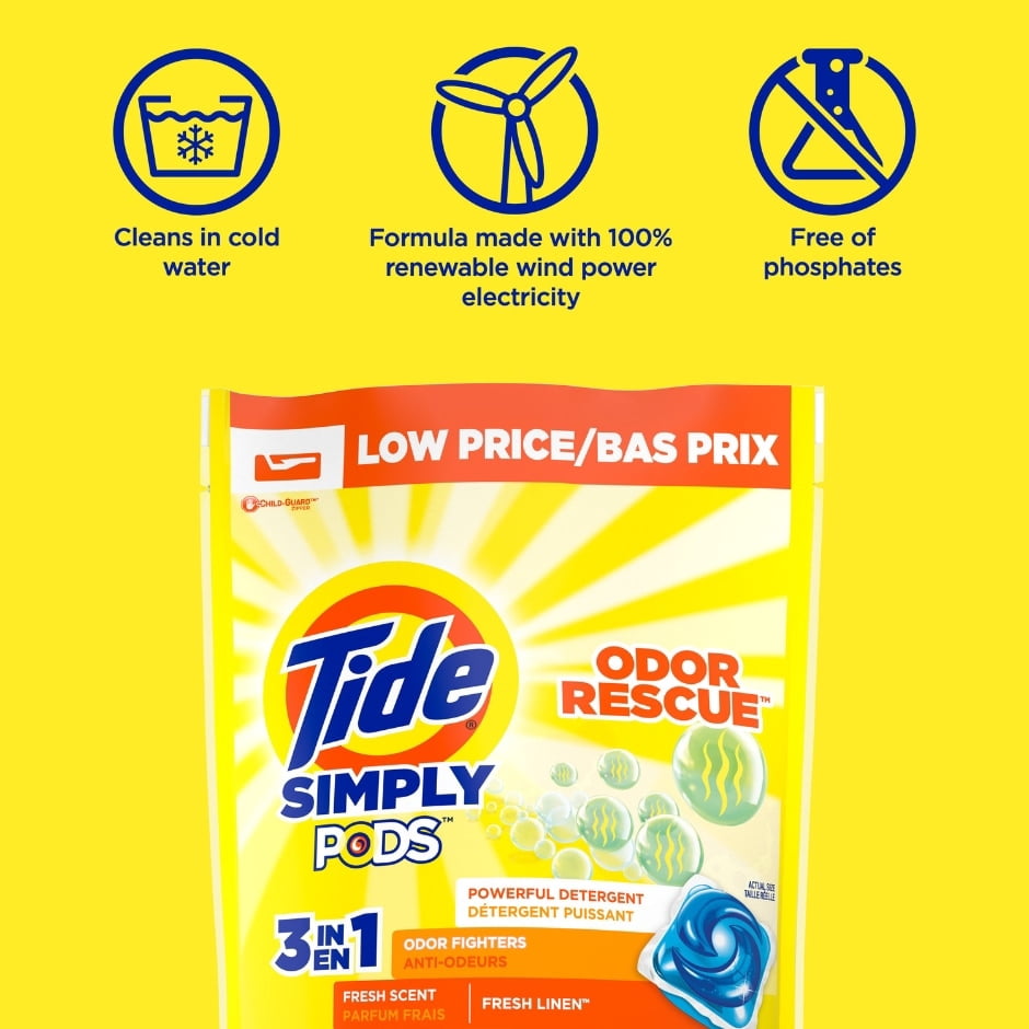 Tide Simply PODS Oxi + Odor Defense Laundry Detergent Pacs 3 in 1 (Pack 1) - 13 Count