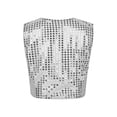 thumbnail image 4 of inlzdz Kids Boys Glittery Sequined Vest Waistcoat Hip-hop Choir Jazz Dance Stage Performance Coat Jacket Silver 13-14, 4 of 7