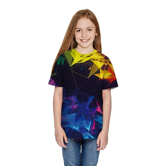 Vedolay Girl Shirts Casual Short Sleeve 2023 T-Shirt Crewneck Short Sleeve Novelty Tops Tee for Girls,Black 7-8 Years