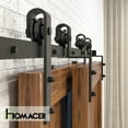 thumbnail image 5 of Homacer Black Rustic Single Track Bypass Sliding Barn Door Hardware Kit, for Two/Double Doors, 11ft Long Flat Track, Classic Design Roller, Heavy Duty, for Interior & Exterior Use, 5 of 7
