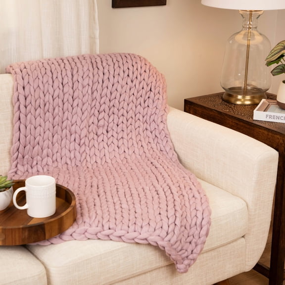 Northlight Cable Knit Plush Textured Throw Blanket - 50 x 60 - Light Purple