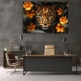 thumbnail image 5 of Mudket Wild Leopard with Orange Jungle Flowers Framed Canvas Wall Art, Botanical Jungle Animal Print Room Decor for Living Room, Office, Bedroom, Ready to Hang-40"L x 28"W, 5 of 10