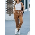 thumbnail image 4 of Asyoly Women's Pants High Waisted Corduroy Pants for Women Casual Drawstring Straight Leg Pants Trousers with Pockets, 4 of 7