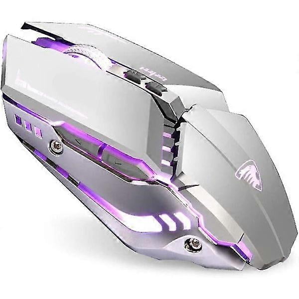 T12 Wireless Gaming Mouse Rechargeable, 2.4g Silent Optical Wireless Computer Mouse With Changeable LED Light Compatible With Laptop PC, 7 Buttons