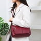 thumbnail image 3 of Bolsa de hombro con cremallera roja con correa ancha para el hombro, billetera para teléfono, bolso de hombro, múltiples bolsillos con cremallera, bolso de moda de cuero suave para mujer versátil, bol, 3 of 6