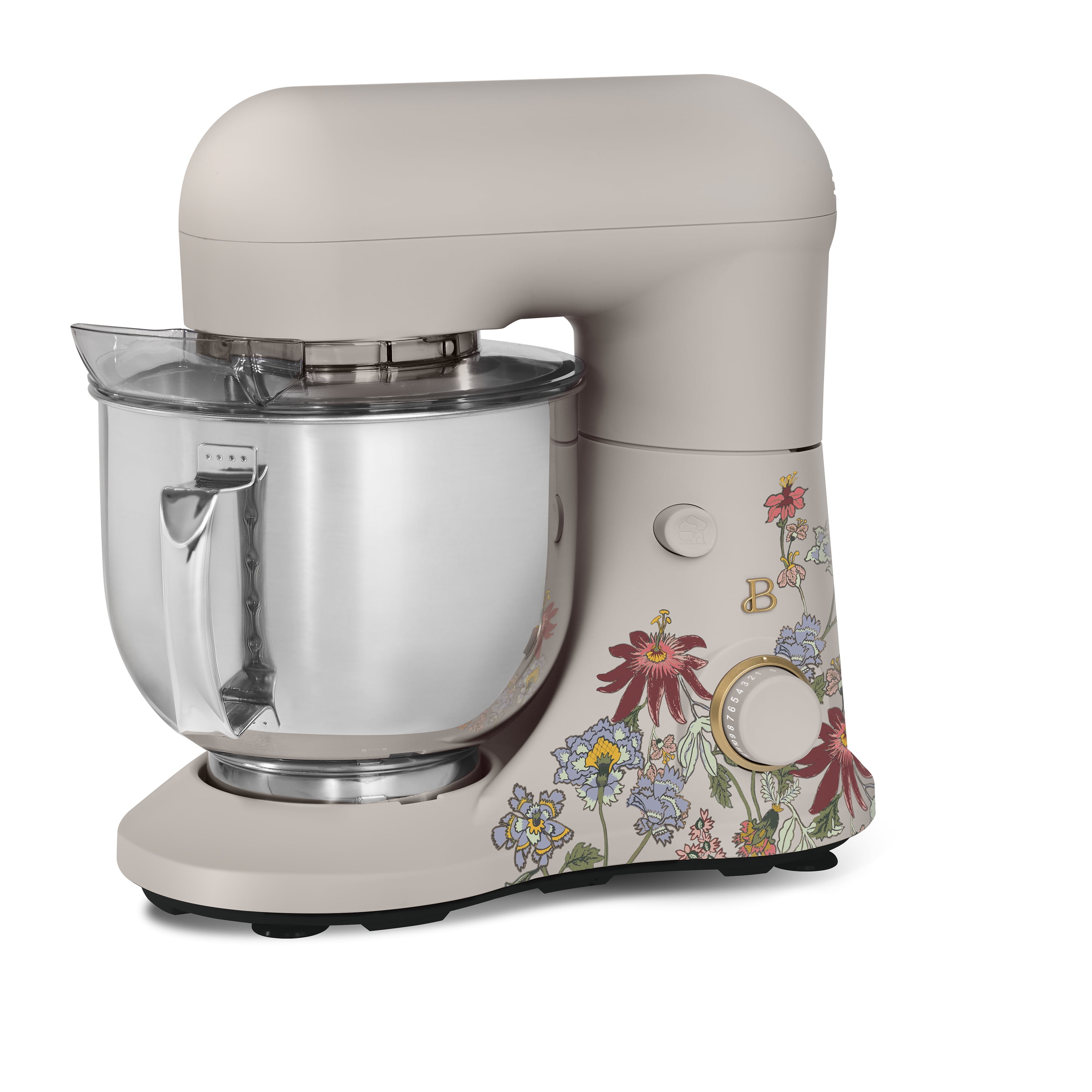 Beautiful 5.3 Qt Stand Mixer, Lightweight & Powerful with Tilt-Head, Wildflower Porcini Taupe by Drew Barrymore