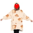 thumbnail image 2 of goowrom Family Cartoon Digital Printing Lamb Wool Warm Hooded Blanket, 2 of 9