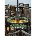 thumbnail image 2 of Outdoor Tablecloth with Umbrella Hole for Patio/Picnic/Party/Camping, Spring Eucalyptus Sunflower Waterproof Table Cloth Round Cover Washable, Farmhouse Birds Brown Wood (Dia 54"), 2 of 8