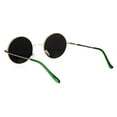 thumbnail image 4 of Reflective Color Mirrored Hippie Groove Round Circle Lens Retro Sunglasses Gold Teal, 4 of 4