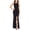 Black, variant on BETSY & ADAM Womens Black Stretch Zippered Ruffled High Front Slit Lined Sleeveless Scoop Neck Full-Length Formal Gown Dress Petites 6P