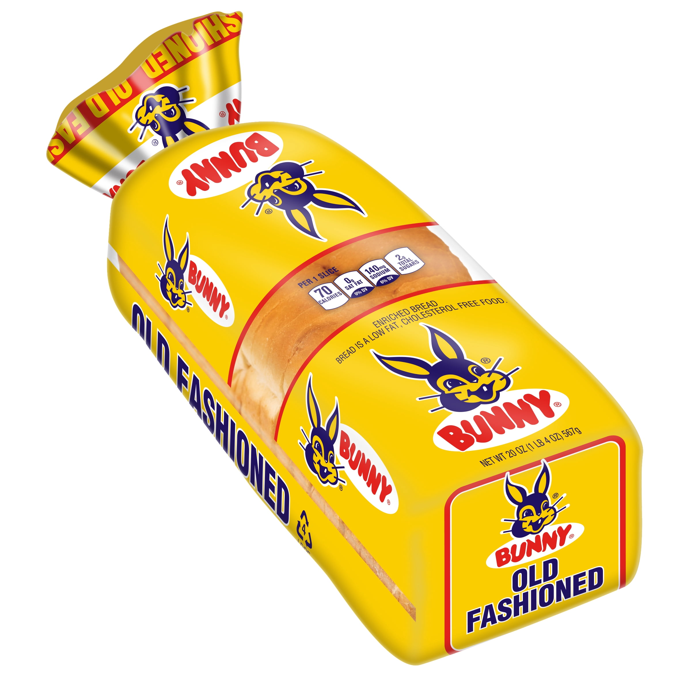 Bunny Bread Old Fashioned, Enriched Sliced White Bread, 20 oz Loaf