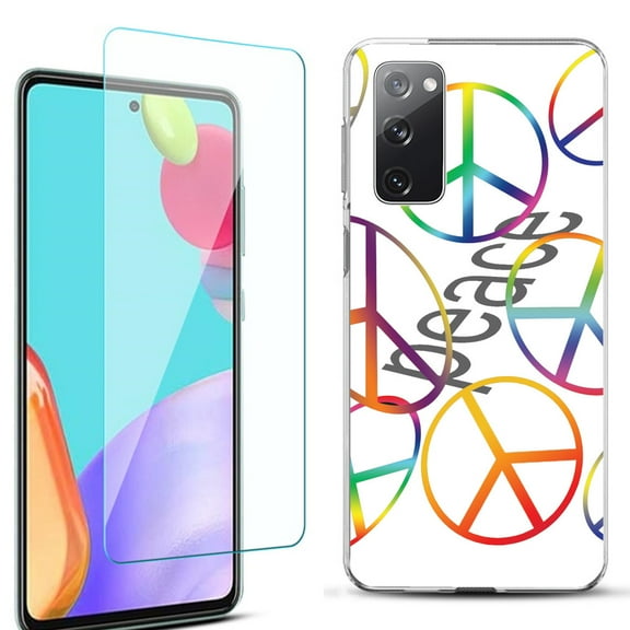 Slim-Fit Protective Phone Case for Samsung Galaxy S20 FE 5G Fan Edition, with Tempered Glass Screen Protector, by OneToughShield ® - Colorful Peace