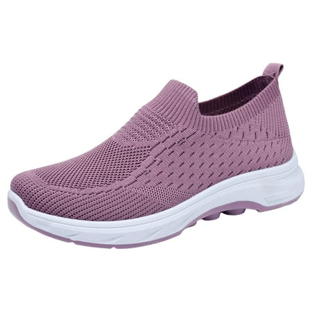 

kamemir Comfortable Walking Shoes Women Walking Shoes Women Sock Sneakers Lightweight Comfy Breathable Casual Pull-on Daily Shoes Zapatillas de Mujer(Purple 8)