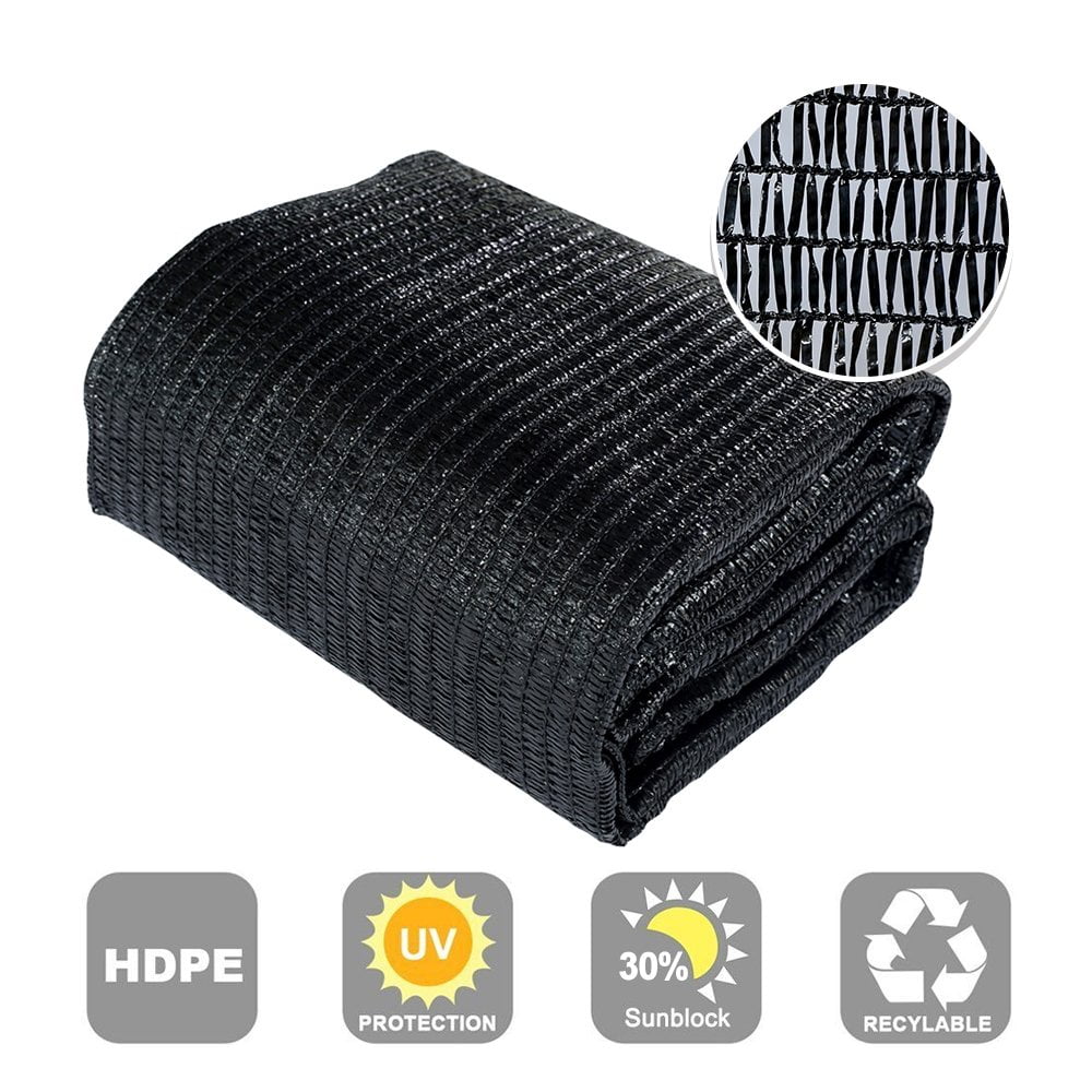 Agfabric 30% Sunblock Shade Cloth Cover with Clips for Plants 6.5’ X 20’, Black