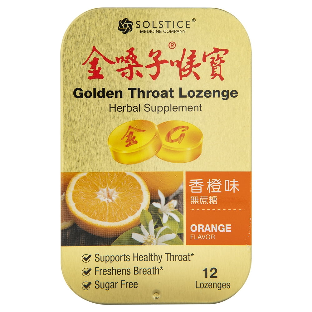 Golden Throat Lozenge Herbal Supplement (Orange Flavor) 12 Lozenges