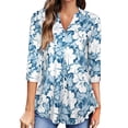 thumbnail image 1 of DPTALR Woman V-Neck 3/4Sleeve Printing Blouse Autumn Causal Pullover Tops, 1 of 7