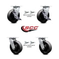 thumbnail image 2 of 6 Inch Glass Filled Nylon Caster Set with Roller Bearings 4 Swivel Lock 2 Brake, 2 of 2