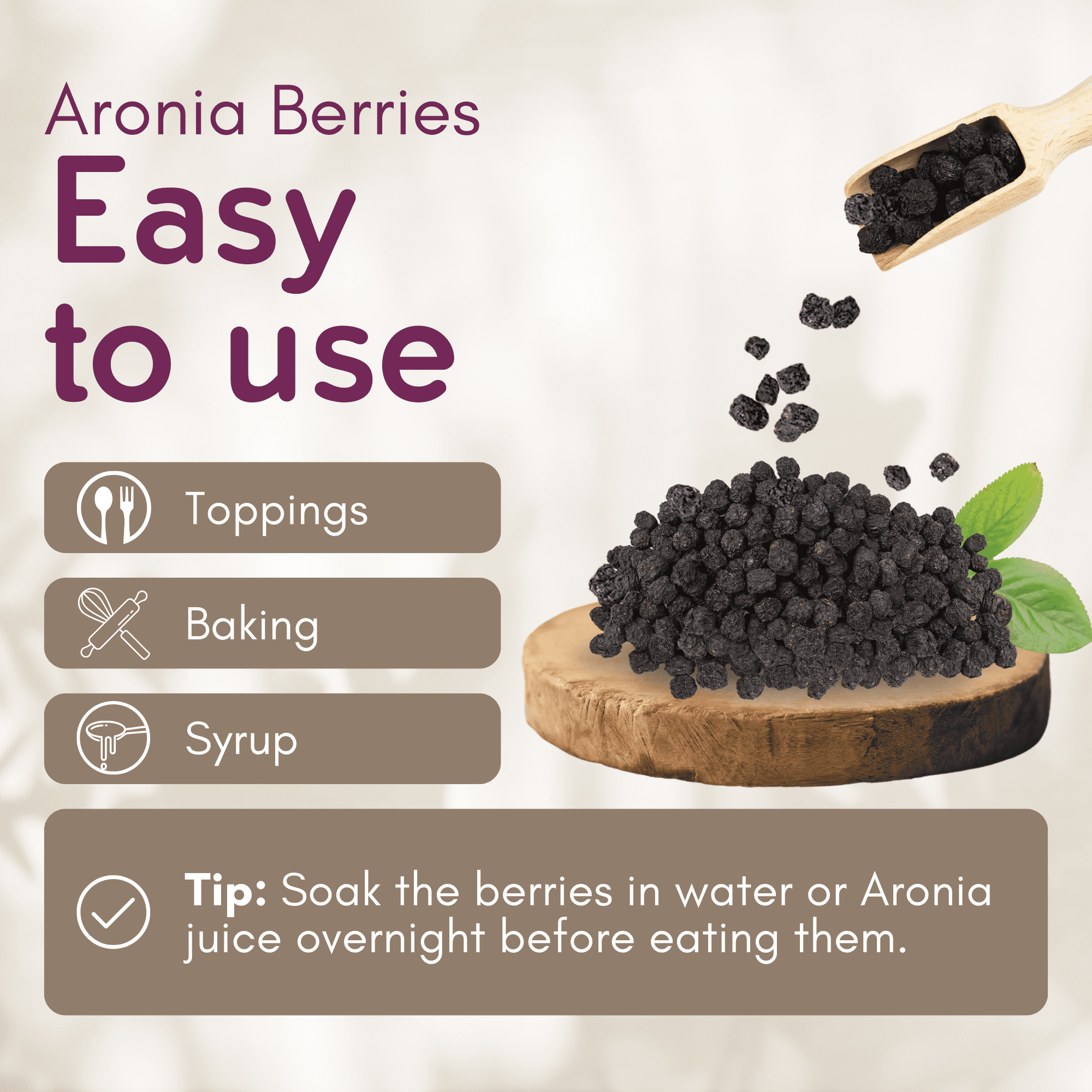 Aronia Original Organic Dried Aronia Berries 17.6 oz (500 g) - Unsweetened Black Chokeberries, Gently Dried After Harvest - Vegan, Non-GMO, No Sulfites or Additives