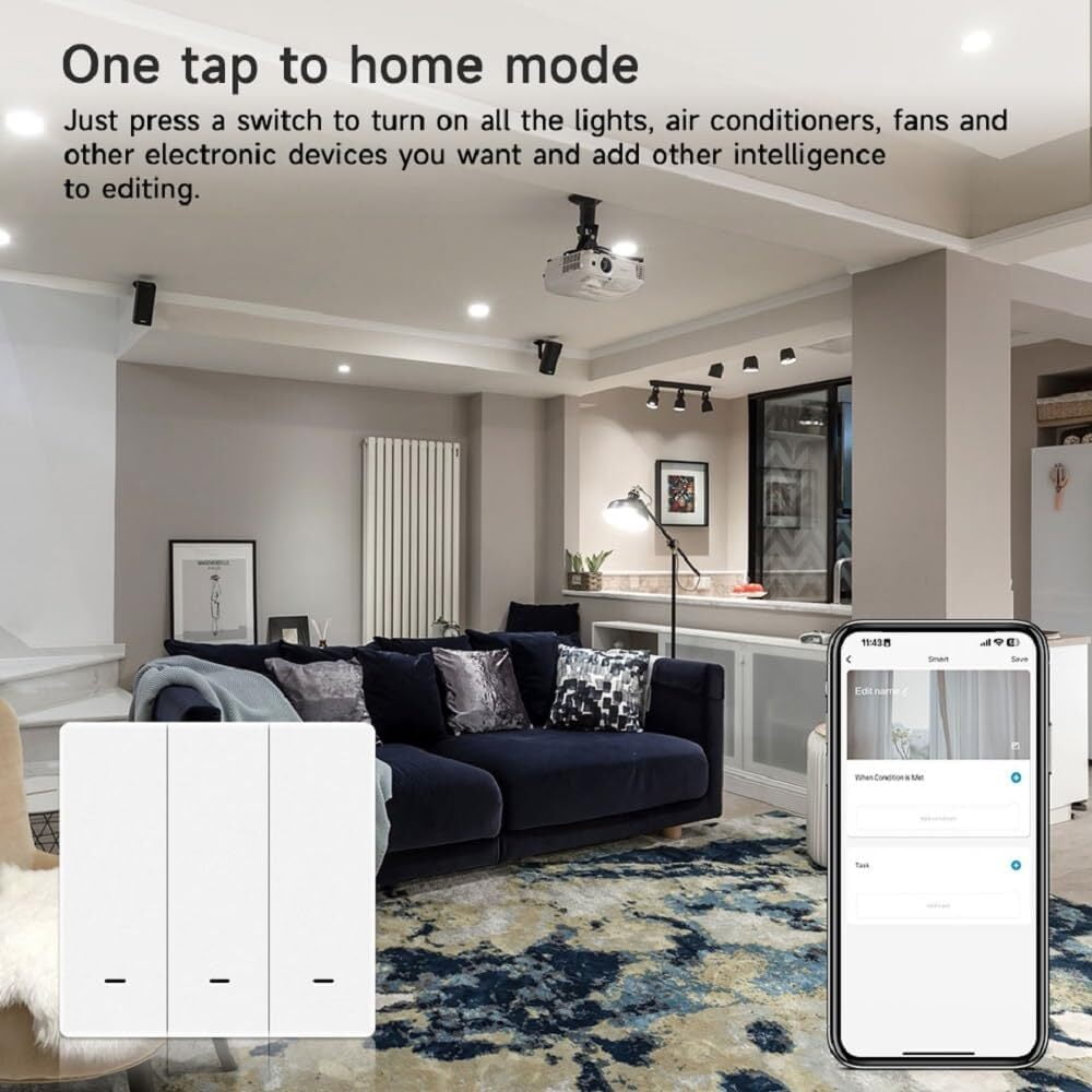 ZigBee 3.0 Smart Switch 3 Gang Wireless Scene Switch, ZigBee Smart Light Switch Need Zigbee Hub Work with Tuya Smart Life APP Smart Button Scene Remote for Tuya Smart Home Devices (3 Gang)
