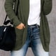 thumbnail image 4 of Cárdigan Manga Larga Bolsillo Color Puro Moda Casual Dobladillo Curvo Tops para Mujer OD Verde M, 4 of 6