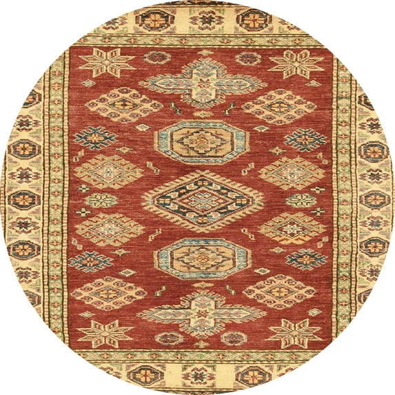 Ahgly Company Indoor Round Abstract Red Abstract Area Rugs, 4' Round