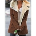 thumbnail image 6 of Women Plus Size Warm Coats Composite Plush Button Lapels Jacket Outwearcoat, 6 of 11