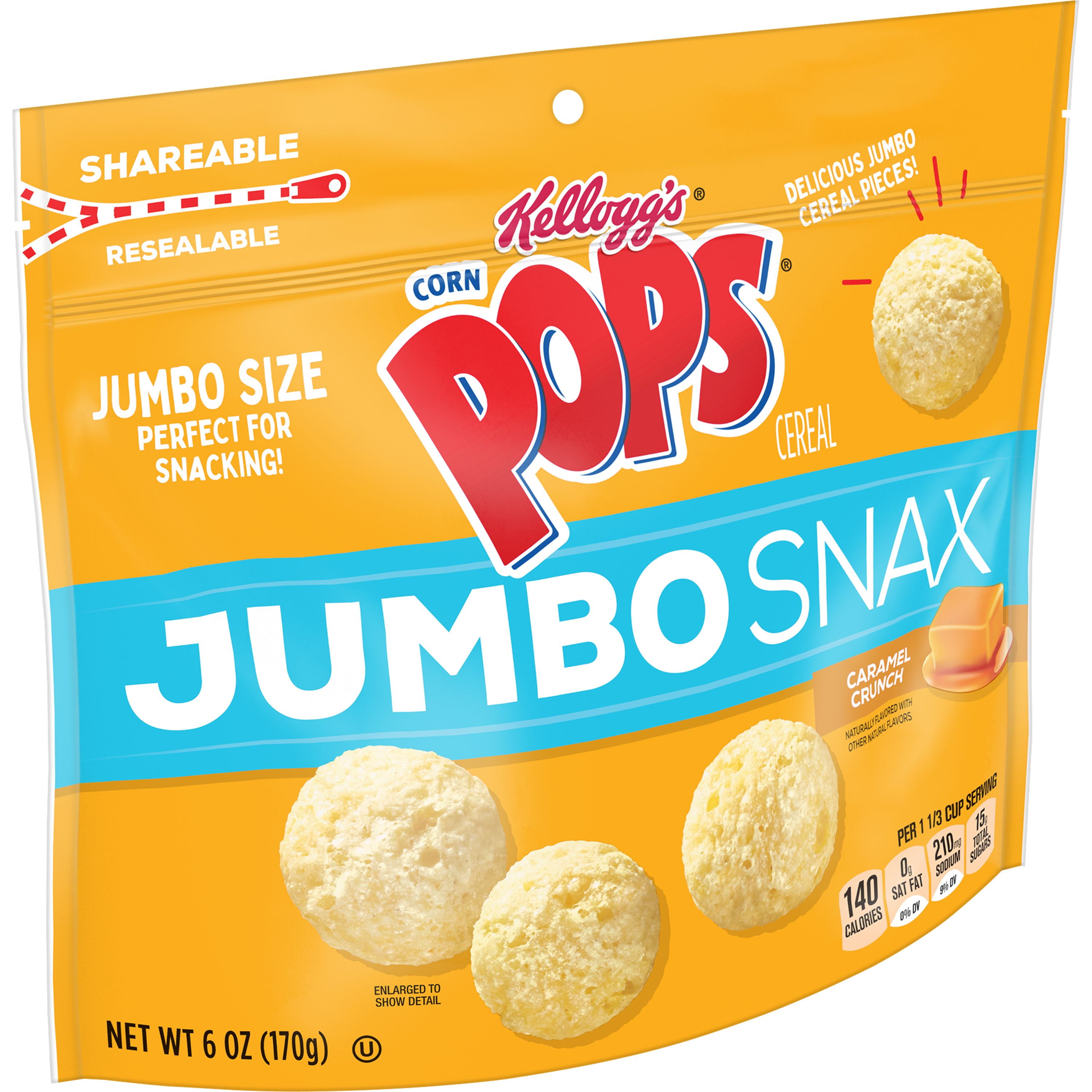 Kellogg's Corn Pops Jumbo Snax Cereal Snacks, Caramel Crunch, On the Go