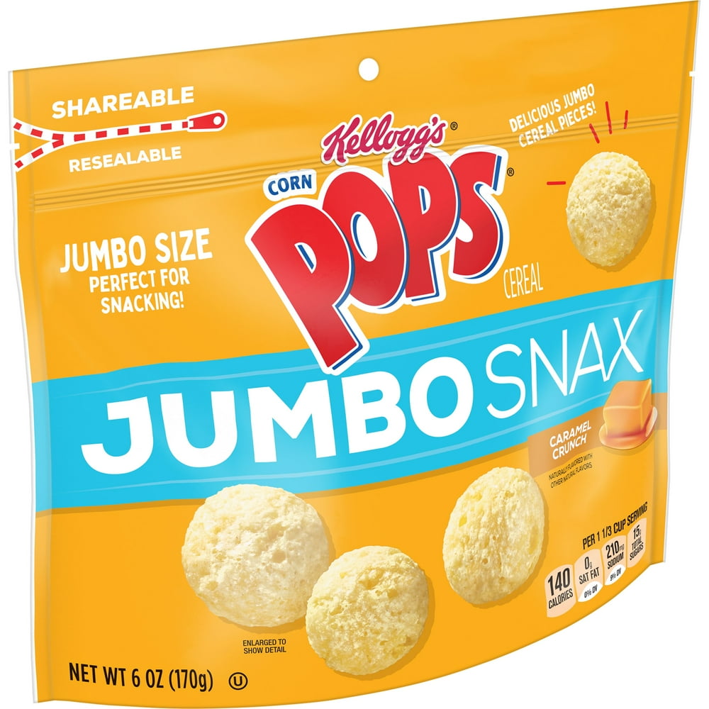 Kellogg's Corn Pops Jumbo Snax Cereal Snacks, Caramel Crunch, On the Go