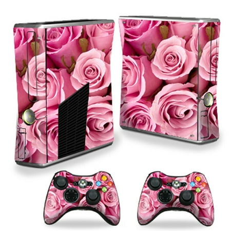 - Mightyskins Protective Vinyl Skin Decal Cover for Microsoft Xbox 360 S Slim + 2 Controller skins wrap sticker skins Pink Roses