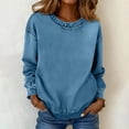 thumbnail image 4 of YYDGH Womens Denim Pullover Tops Long Sleeve Crew Neck Jean Sweatshirt Solid Color Casual Loose Fit Lightweight Sweatshirt Sky Blue S, 4 of 9